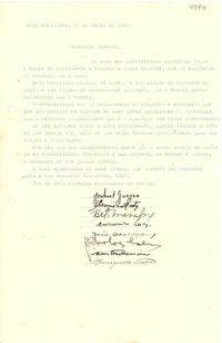 [Carta] 1942 jul. 22, Belo Horizonte, Minas Gerais [a] Gabriela Mistral