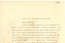 [Carta] 1942 ago. 3, [Brasil] [a] Gabriela Mistral
