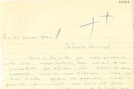 [Carta] 1943 ene. 22, Río de Janeiro [a] Gabriela Mistral