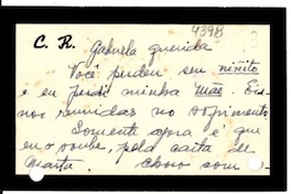[Tarjeta] [1943], [Brasil] [a] Gabriela Mistral