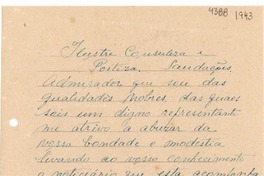 [Carta] 1943, [Río de Janeiro] [a] Gabriela Mistral