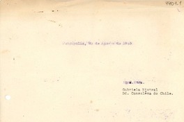 [Carta] 1943 ago. 20, Petrópolis [a] Gabriela Mistral
