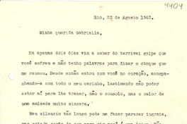 [Carta] 1943 ago. 23, Río de Janeiro, [Brasil] [a] Gabriela Mistral
