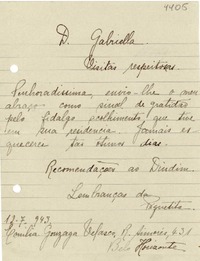 [Carta] 1943 jul. 12, Belo Horizonte, [Brasil] [a] Gabriela Mistral