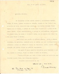 [Carta] 1943 ago. 29, Rio, [Brasil] [a] Gabriela Mistral
