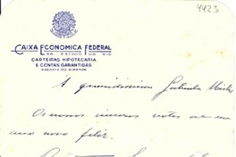 [Tarjeta] 1943 dic. 26, Estado de Río, [Brasil] [a] Gabriela Mistral