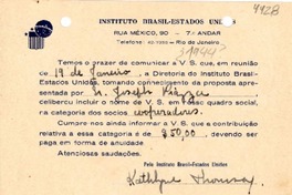 [Tarjeta] 1944 ene. 19, Río de Janeiro [a] Gabriela Mistral