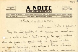 [Carta] 1944 abr. 1, S. Paulo [a] Gabriela Mistral