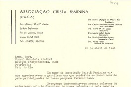 [Carta] 1944 abr. 28, Río de Janeiro [a] Gabriela Mistral, Petrópolis