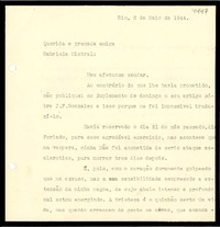 [Carta] 1944 mayo 2, Río de Janeiro [a] Gabriela Mistral
