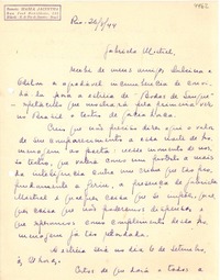 [Carta] 1944 ago. 26, Niterói, Río de Janeiro [a] Gabriela Mistral