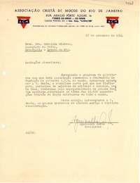 [Carta] 1944 sept. 27, Río de Janeiro [a] Gabriela Mistral, Petrópolis