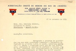 [Carta] 1944 sept. 27, Río de Janeiro [a] Gabriela Mistral, Petrópolis