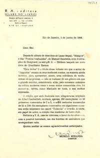 [Carta] 1944 jun. 1, Río de Janeiro [a] Gabriela Mistral