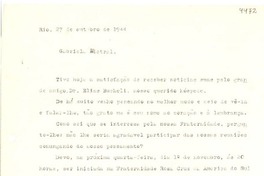 [Carta] 1944 oct. 27, Rio, [Brasil] [a] Gabriela Mistral