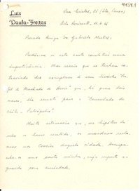 [Carta] 1944 jun. 11, Belo Horizonte [a] Gabriela Mistral
