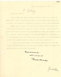 [Carta] 1944 nov. 1, Río [de Janeiro] [a] Gabriela Mistral