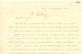 [Carta] 1944 nov. 1, Río [de Janeiro] [a] Gabriela Mistral