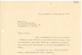 [Carta] 1944 jul. 19, Río de Janeiro [a] Gabriela Mistral, Petrópolis