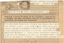 [Telegrama] 1944 nov. 13, Petrópolis [a] Gabriela Mistral, Petrópolis