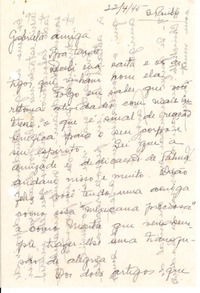 [Carta] 1945 abr. 22, Sao Paulo, Brasil [a] Gabriela [Mistral]