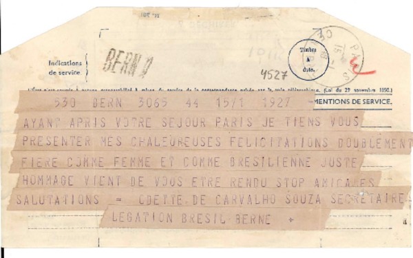 [Telegrama] 1946 ene. 15, Paris, [Francia] [a] [Gabriela Mistral]