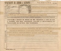 [Telegrama] 1945 nov. 22, Sao Paulo, [Brasil] [a] Gabriela Mistral, Petropolis, RJ, [Brasil]