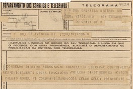 [Telegrama] [1945], [Brasil] [a] Gabriela Mistral