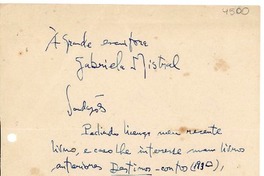 [Carta] [1945, Río de Janeiro] [a] Gabriela Mistral
