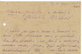 [Carta] 1945 mayo 26, Río de Janeiro [a] Gabriela Mistral
