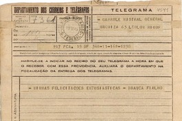 [Telegrama] 1945 nov. 16, [Brasil] [a] Gabrile [i.e. Gabriela] Mistral, Leblon, Rio DF, [Brasil]