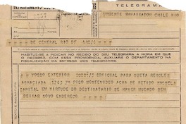 [Telegrama] 1945 nov. 18, Central Rio DF, [Brasil] [al] Embaixador Chile, Rio, [Brasil]