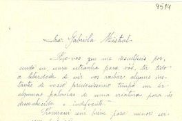 [Carta] 1945 sept. 4, Gavea, [Río de Janeiro] [a] Gabriela Mistral