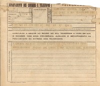 [Telegrama] 1945 nov. 17, Rio, [Brasil] [a] Gabriela Mistral, Rio DF, [Brasil]