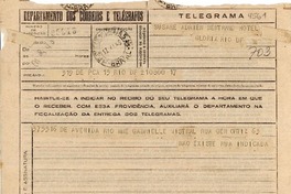 [Telegrama] 1945 nov. 17, Río de Janeiro [a] Gabriela Mistral, Río de Janeiro