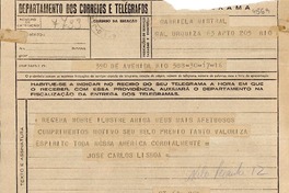 [Telegrama] 1945 nov. 17, Río de Janeiro [a] Gabriela Mistral, Río de Janeiro