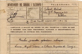 [Telegrama] 1945 nov. 17, Río de Janeiro [a] Gabriela Mistral, Leblón