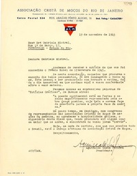 [Carta] 1945 nov. 19, Pôrto Alegre, [Brasil] [a] Gabriela Mistral, Petrópolis