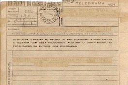 [Telegrama] 1945 nov. 29, Petrópolis, Brasil [a] Gabriela Mistral