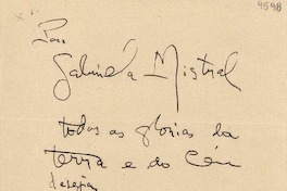 [Carta] 1945 nov, São Paulo [a] Gabriela Mistral