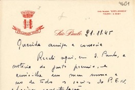 [Carta] 1945 nov. 21, São Paulo, [Brasil] [a] [Gabriela Mistral]