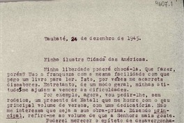 [Carta] 1945 dic. 24, Taubaté, [Brasil] [a] [Gabriela Mistral]