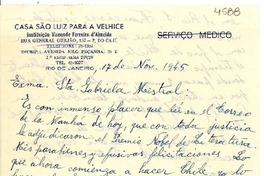 [Carta] 1945 nov. 17, Río de Janeiro [a] Gabriela Mistral