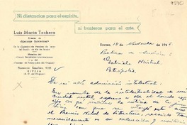 [Carta] 1945 nov. 18, Rivera, Uruguay [a] Gabriela Mistral, Petrópolis