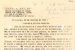 [Carta] 1945 nov. 18, Guiratinga, Mato Grosso, Brasil [a] Gabriela Mistral