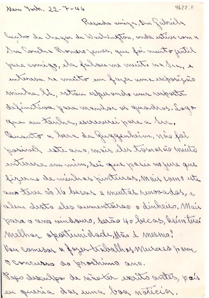 [Carta] 1946 jul. 22, New York [a] Gabriela [Mistral]