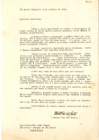 [Carta] 1946 out. 2, São Paulo, Brasil [a] [Gabriela Mistral]