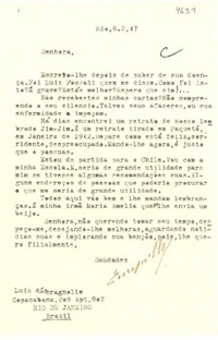 [Carta] 1947 feb. 6, Río [de Janeiro] [a] Gabriela Mistral
