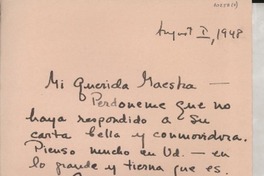 [Carta] 1948 ago. 1, New York [a] Gabriela Mistral