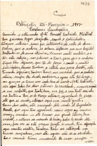 [Carta] 1947 feb. 25, Petrópolis [a] Gabriela Mistral